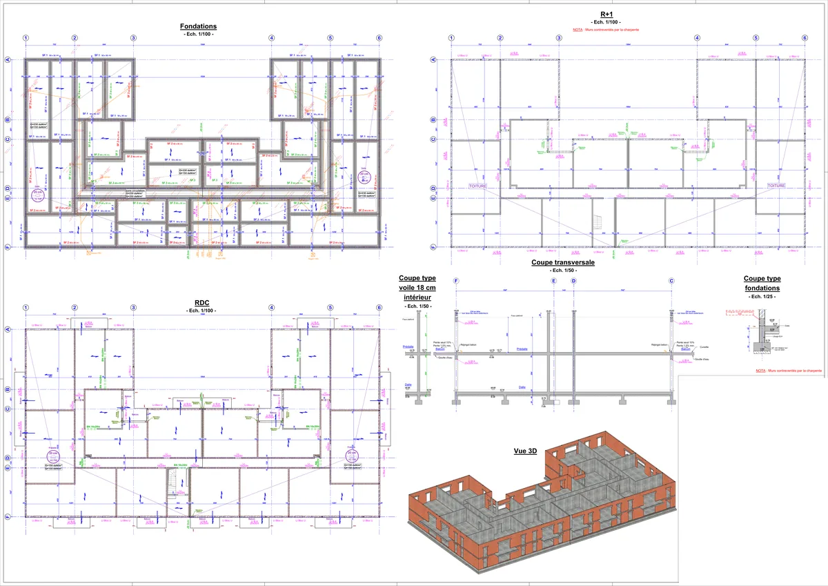 Planche DCE de coffrage d'un ensemble de logements