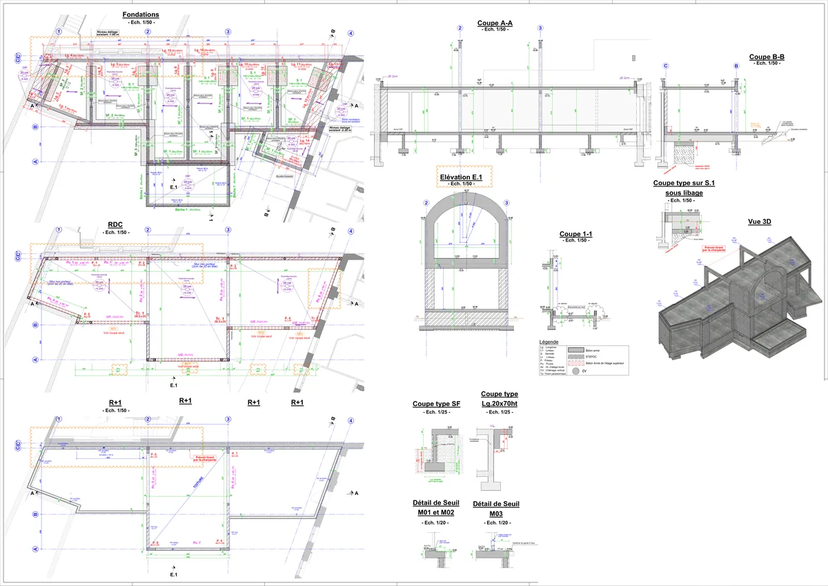 Planche de coffrage d'une extension de bureaux