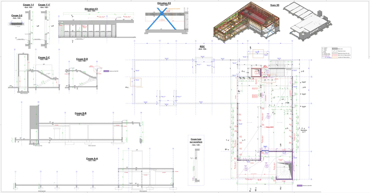 Planche DCE de coffrage d'un bâtiment de bureaux